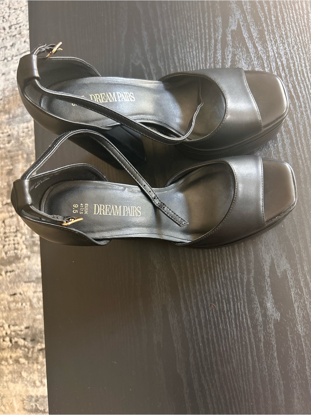 Dream Pairs Black Open-Toe Platform Slingback Heels
